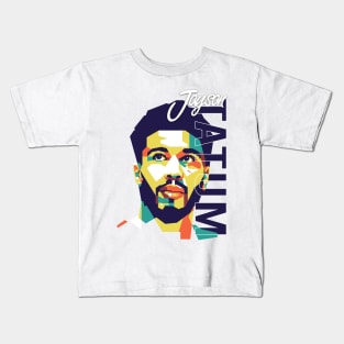 Celtics Boys Jayson Tatum on WPAP Style Kids T-Shirt